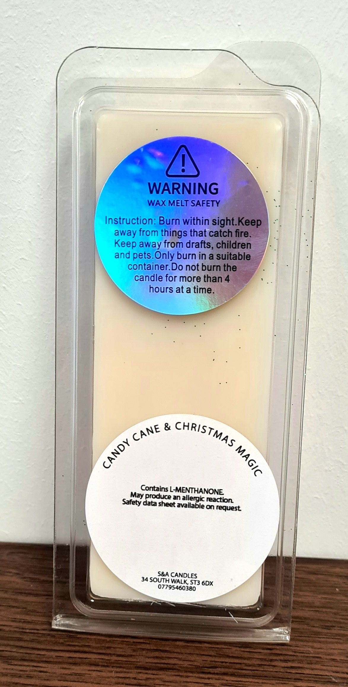 Candy Cane & Christmas Magic Wax Melt Snapbars – A Festive Blend of Peppermint, Orange, and Vanilla